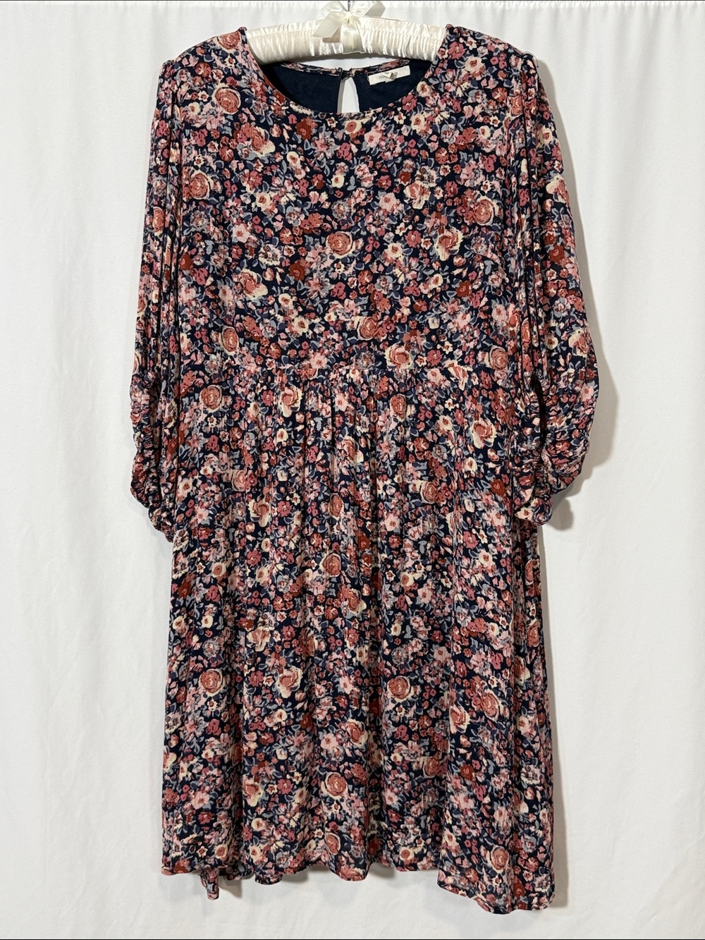 Maurices Navy Floral Midi Dress with Rose Print